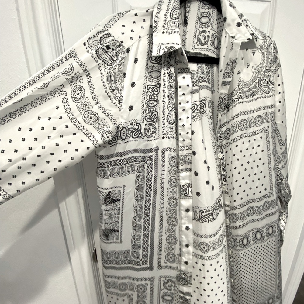 Nasty Gal Black & White Long Sleeve Duster